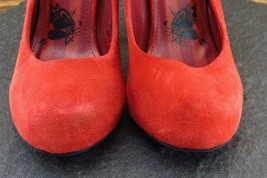 Ed Hardy Women Sz 8 M Red Platform Suede Shoes - £15.53 GBP