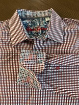 Robert Graham Shirt Men&#39;s Large Red Plaid Long Sleeve Flip Cuff Button U... - $38.61