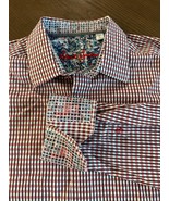 Robert Graham Shirt Men&#39;s Large Red Plaid Long Sleeve Flip Cuff Button U... - €33,17 EUR