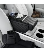 Innovative Center Console Cover: Black Leather Armrest with Cup &amp; Tissue... - $490.67 MXN