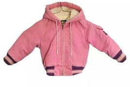 Vintage Oshkosh Corduroy Jacket Coat Sherpa Lined 3T Pink Hood Girls - $32.68