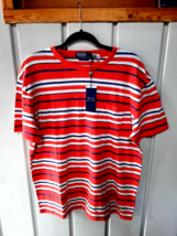 Polo Ralph Lauren Short Sleeve Red Stripe Classic Fit Pocket T-Shirt Medium - £29.51 GBP