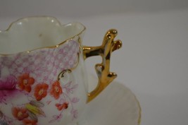 Teacup &amp; Saucer Alexandra Cup Shape Floral Pattern Quatrefoil Antique - £38.22 GBP