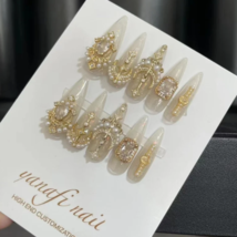 White noble elegant flash Nails,Princess Nails,Stick on Nails - £26.69 GBP