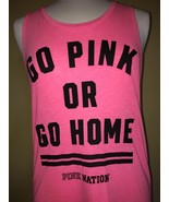 Victoria&#39;s Secret GO PINK OR GO HOME Muscle Tank Top Varsity Graphic Tee... - £14.21 GBP