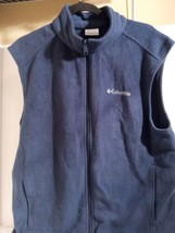 Columbia Vest Mens Large Full Zipper Pockets Sleeveless Fleece Blue - $9.49