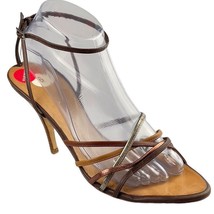 GIUSEPPE ZANOTTI DESIGN Strappy Sandals Women&#39;s 9B Brown Leather  Vintage - £92.06 GBP