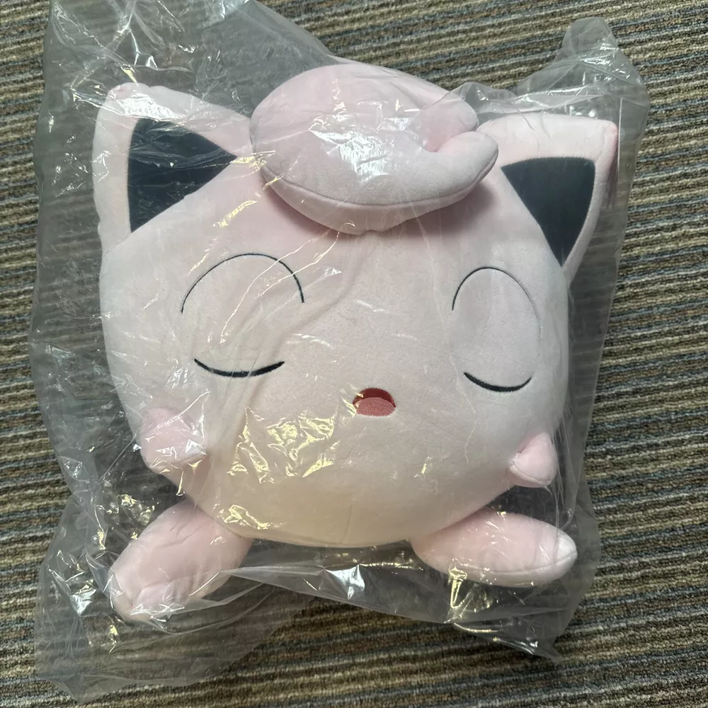 NWT Pokémon Jigglypuff Sleeping Plush Buddy Pink with Eyes Closed - £39.20 GBP