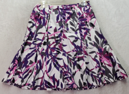 Ann Taylor A Line Skirt Women&#39;s Petite 2 Multi Palm Leaf 100% Cotton Side Zipper - £15.87 GBP