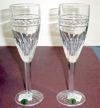 Waterford Crystal LAUREL Band Champagne Flute SET/2 Made Ireland 6oz #117888 New - £77.79 GBP