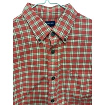 Lands End Men&#39;s  L 16 - 16 1/2 Flannel Shirt  Red Orange Plaid 100% Cott... - $638.20 MXN