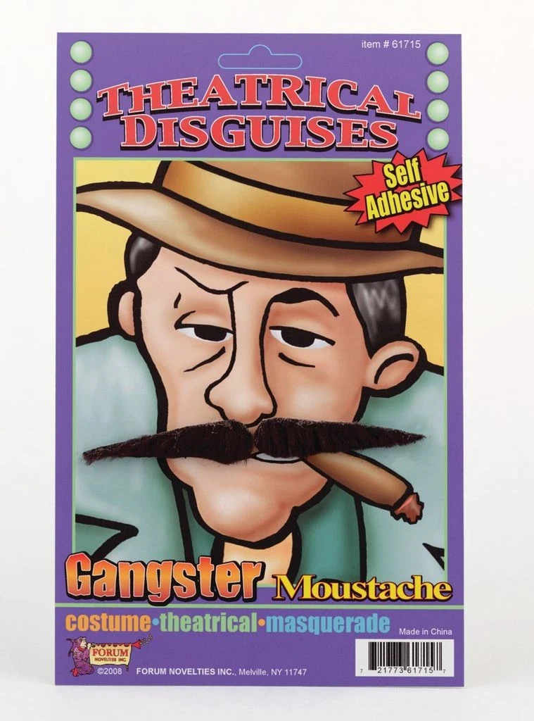 FORUM SELF ADHESIVE THEATRICAL GANGSTER BLACK MOUSTACHE 61715 Item image 3