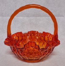 Fenton Orange Thumbprint Basket 8&quot; x 8&quot; Label and Impressed Markings - $36.95