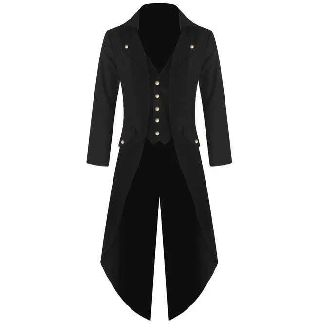 Victorian Costume Black Tuxedo Fashion Tailcoat Steam  Jacket Coat F Outfit Dove - £179.67 GBP