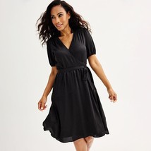 Women&#39;s DRAPER JAMES RSVP Hi-Lo Midi Wrap Dress, Size: Medium, Black - $29.99