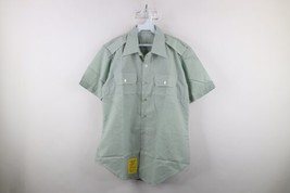 Deadstock Vtg 80s Mens 16 AG 415 Durable Press Military Bush Button Shirt USA - $44.50