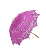 THY COLLECTIBLES Cotton Lace Parasol Umbrella with Wooden Handle Vintage... - £19.89 GBP