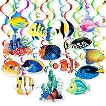 Tropical Fish Hanging Swirls 30 Pack Foil Ceiling Hanging Swirls Streams Banner  - £15.14 GBP