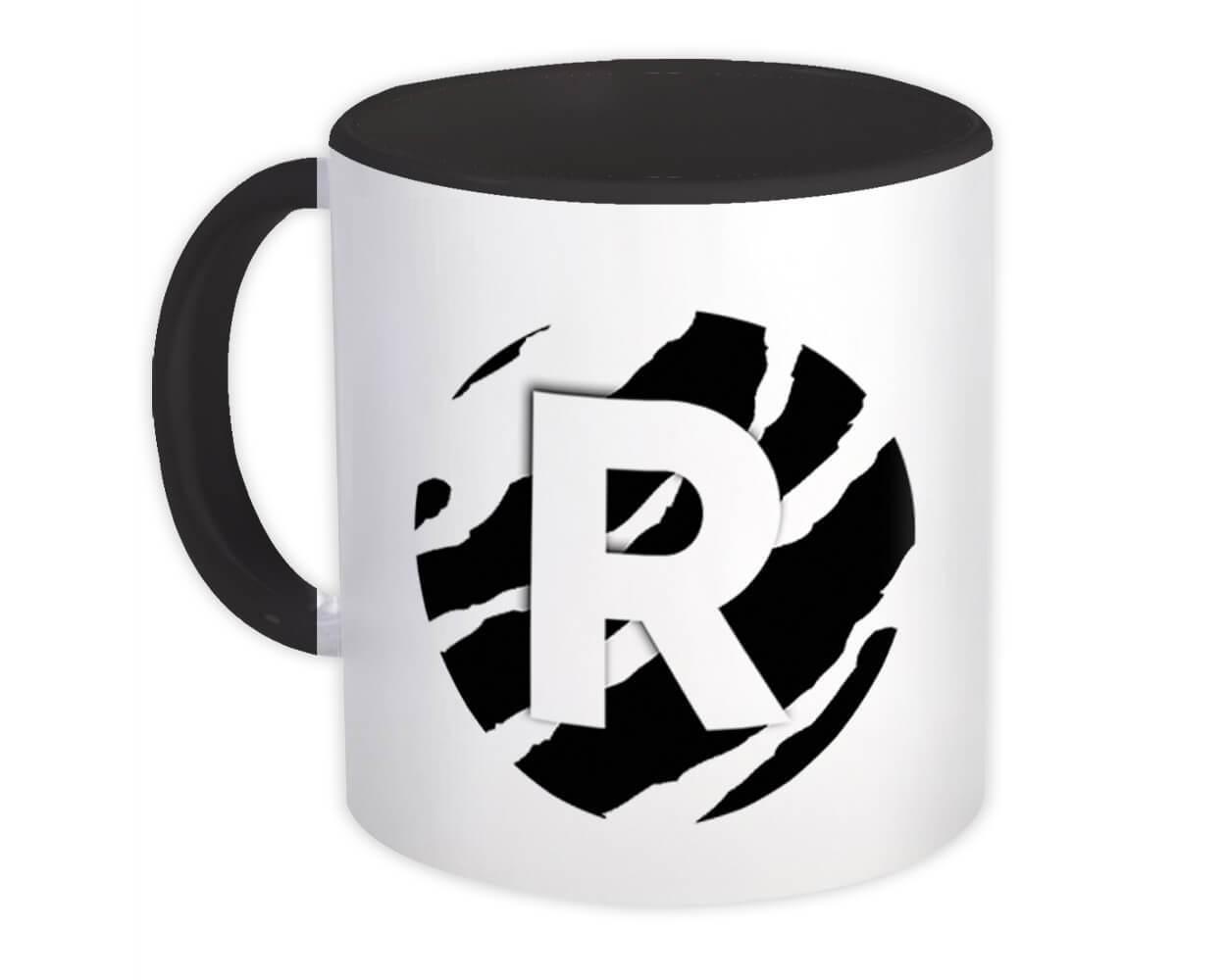 Monogram Letter R : Gift Mug Zebra Initial ABC Alphabet Animal Circle ...