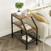 Wolawu End Table 3 Tiers Shelf Industrial Accent Decorative Sofa Side Table - £35.93 GBP