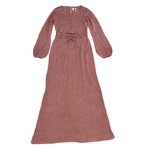Wenjilli 70s Rose Pink Maxi Metallic Knit Wiggle Dress Balloon Long Slee... - $4,112.53 MXN