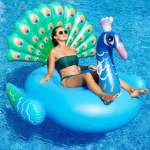 Giant Pool Floats - 85&quot; Large Peacock Pool Floaties With Fast Valves, Pool Raft  - £48.41 GBP