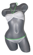 NWT JUST CAVALLI bikini I XS 40 swimsuit designer Roberto white logo lime green - £87.46 GBP