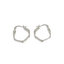 SHANICE 100% S925 Silver Hoop Earrings Small design minimalist irregular convex  - £16.81 GBP