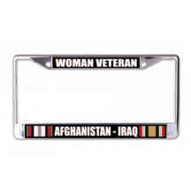 Woman Veteran Afghanistan Iraq Chrome License Plate Frame - £22.41 GBP