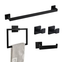 5-Pieces Matte Black Bathroom Hardware Set, Modern Bath Hand Towel Bar, Towel Ri - £86.23 GBP