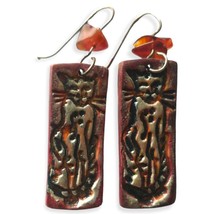 Halloween Cat Dangle Earrings Fall Artisan Amber Chips Fairy Acrylic Witchcore - £12.89 GBP