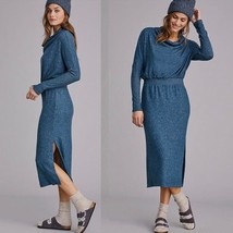 Anthropologie Draped Cowl Neck Maxi Dress MEDIUM Blue Green EUC Daily Pr... - $29.99