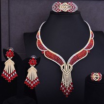 Luxury Heart Love 4PCS Nigerian Jewelry set For Women Wedding Zircon Crystal CZ  - £214.98 GBP