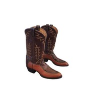 Vintage Tony Lama Lizard Brown Calfskin Almond Toe western Boots Sz 11 - £201.20 GBP
