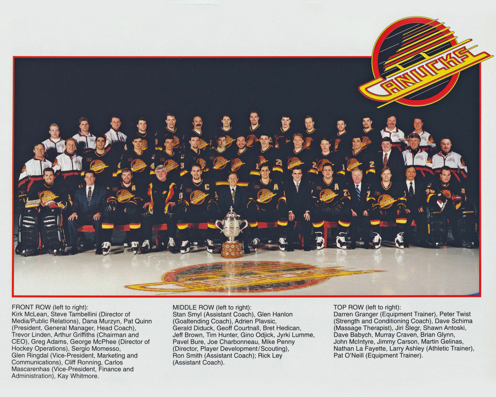 Primary image for 1994 VANCOUVER CANUCKS 8X10 TEAM PHOTO HOCKEY PICTURE NHL