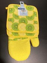 LOT of 3 Kitchen Pot Holders Oven Mitt Mitten Citrus Kiwi Lemon Fruit Se... - $9.87