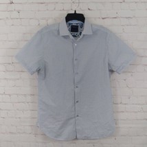 Denim &amp; Flower Ricky Singh Shirt Mens Medium Wgite Blue Geometric Button Up - $17.99