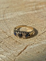 Vintage 2CT Round Cut Lab Created Blue Sapphire Ring 14k Yellow Gold Plated - £97.13 GBP
