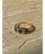 Vintage 2CT Round Cut Lab Created Blue Sapphire Ring 14k Yellow Gold Plated - £95.73 GBP