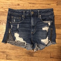 American Eagle Womens Size 6 Super Stretch Hi-Rise Shortie Cut Off Denim... - $11.90