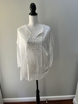 J.Crew White Tunic Lace Detail Tassel Beach Cover Up Women’s Size S - £13.20 GBP