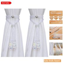 Magnetic Crystal Beaded Tassel Curtain Tiebacks for Elegant Farmhouse an... - $20.74