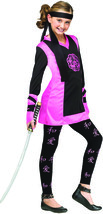 Dragon Ninja Girl Kids Costume, Black/Pink, Medium - £62.27 GBP