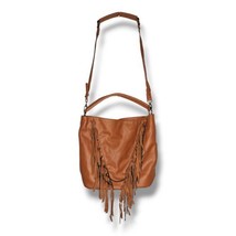 Dolce Vita Western Fringe Tote Handbag Women&#39;s Brown Faux Leather Chain Bag - $25.95