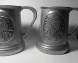 Pair of Vintage Wilton Armetale Pewter Tankards – Native American Profil... - $20.00