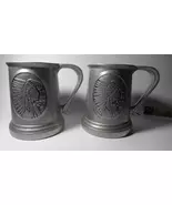 Pair of Vintage Wilton Armetale Pewter Tankards – Native American Profil... - $20.00