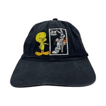 VTG Looney Tunes Hat Cap Men Black Snapback Bugs Bunny Tweety Stamp Collection - £15.42 GBP