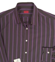NEW Isaia Napoli Dress Shirt! 16.5 e 42 (XL)  Brown with Red &amp; Purple Stripes - £134.31 GBP