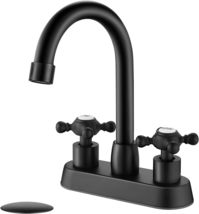 4 Inch Centerset Bathroom Faucet Double Cross Handle Vanity, Hot and Cold Label - £30.66 GBP