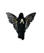 Gothic Angel Wall Sculpture, Dark Fantasy Reaper with Black Wings, Hallo... - $19.50
